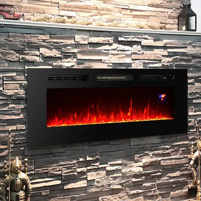 Large decor flame Wall mounted recessed modern electric fireplace